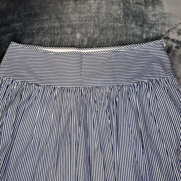 Gap Sz 12 100% Cotton Blue White Striped Skirt Nautical Full Blue A-Line Lined - Picture 6 of 15